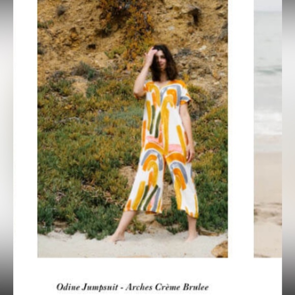 NWT Anthropologie x Bel Kazan Odine Arches Jumpsuit in Crème Brûlée Sz M